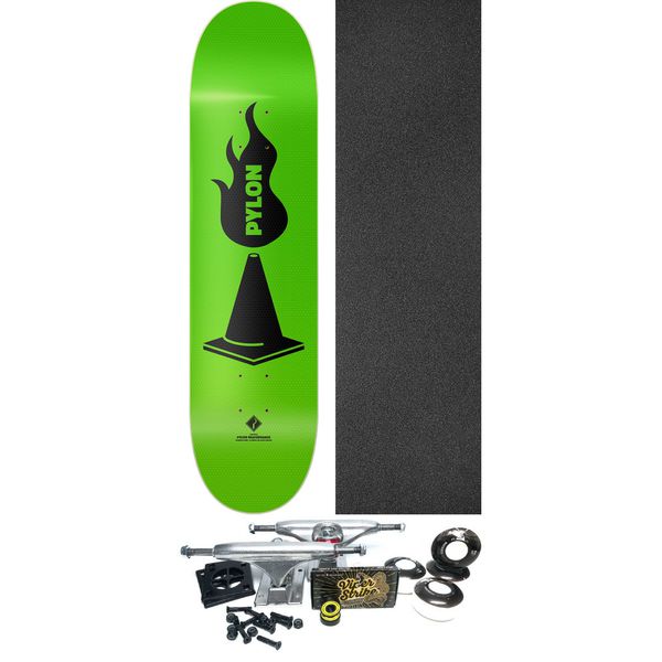 Pylon The Sickle Green Skateboard Deck - 8.5" x 32" - Complete Skateboard Bundle